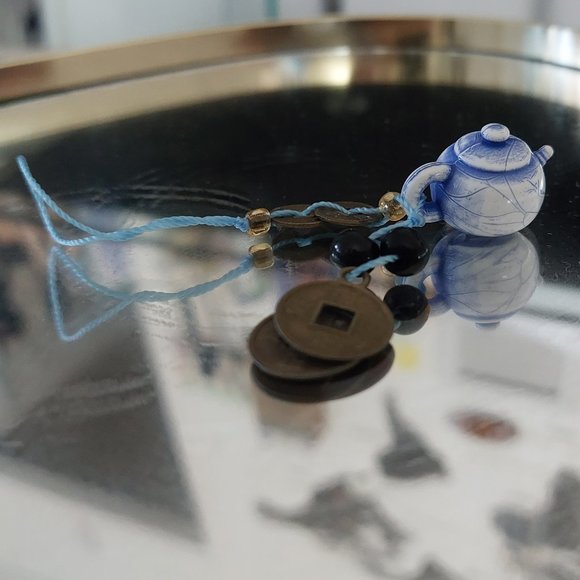 Super Cute Blue Teapot Handbag Phone Charm Keychain Charm Accessory - Picture 3 of 3